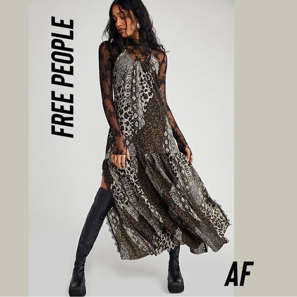FREE PEOPLE BY ONETEASPOON NIGHT ANIMALS MAXI DRESS NWT SMALL - Picture 3 of 12